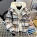 American Style Two-Piece Plaid For Men, Autumn And Winter New National Trend Thickened Warm Retro Woolen Hooded_mkmklike.com