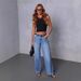 Women's Mid-Rise Washed Denim Jeans Straight Leg Casual Workwear Pants For Everyday Street Style Comfortable Mid-Rise Fit_mkmklike.com