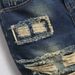 Men's Retro Fashion Distressed Denim Shorts Non-Stretch Straight Leg Loose Fitting Mid-Length Pants_mkmklike.com