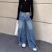 Women's Clothing Retro Deconstruction Style Reversible Jeans For Women Y2k High Street Design Lengthened Casual Wide Leg Pants Trend_mkmklike.com