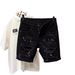 Men's Clothing Summer Thin Style Cat Whisker Ripped Personality Ink Splash Slim Fit Skinny Feet Cool Shorts_mkmklike.com