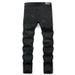 European Jeans With Distressed Patches, Black Trendy Elastic Slim Fit Leggings, Personalized Men's Pants_mkmklike.com