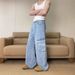 Vintage Washed Denim Cargo Pants For Men & Women - Relaxed Fit Wide Leg Jeans With Multiple Pockets - Comfortable Polyester Workwear Trousers_mkmklike.com