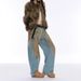 American Y2K Retro Distressed Loose Wide-leg Jeans For Women, Straight-leg Long Pants, Vintage Blue_mkmklike.com
