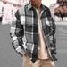 European Cross-Border Trade Hot-Selling Autumn And Winter American Style Loose Turn-Down Collar Shirt Plaid Jacket Coat_mkmklike.com