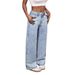 High Waist Straight Jeans For Women – Bow Embroidered Loose Fit Denim Pants (Azure, S-XL)_mkmklike.com