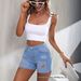 Summer New Arrival Women's Blue Ripped mid Waist Stretch Slim Fit Denim Shorts European American Style Hot Selling 2026_mkmklike.com