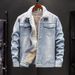 Fleece Thickened Denim Jacket Men's Autumn And Winter New Lamb Wool Men's Casual Jacket Thermal Cotton Coat_mkmklike.com