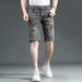 Men's Vintage Embroidered Denim Shorts Straight Fit Stretch Fabric Horse Motif Retro Streetwear 28-38_mkmklike.com
