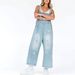 Women's Retro Distressed Ripped Wide Leg Denim Overalls Comfortable Casual Loose Fit European American Fashion Style_mkmklike.com