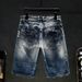 Men's Slim Fit Stretch Denim Shorts Straight Leg American High Street Style Versatile Five Point Pants New Summer_mkmklike.com