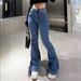 Women's Clothing Denim Flared Pants Slim Casual High Waist Washed Denim_mkmklike.com