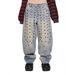 Edgy Streetwear Women's Distressed Print Jeans With Studs – High Waist Straight Leg Denim Pants For Casual & Party Wear_mkmklike.com