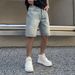 Men's Clothing Summer Mid Length Pants Trendy Brand Patch Hole Five Point Denim Shorts Men Ins Handsome Trendy Half Length Pants Youth Five_mkmklike.com