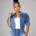 New Denim Jacket Short Sleeve Puff Sleeve Jacket Women_mkmklike.com