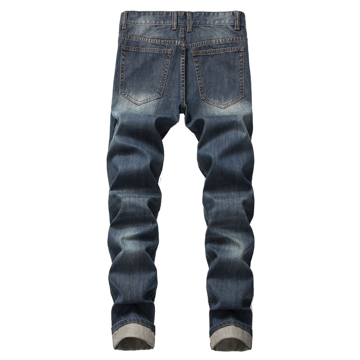 Men's Clothing New Cross Border Men's Clothing Ripped Straight Slim Non Elastic Jeans Many Tattered Men_mkmklike.com