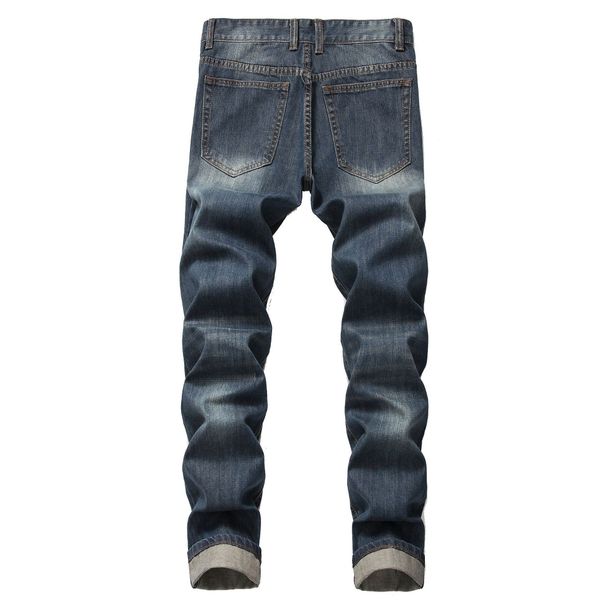 Men's Clothing New Cross Border Men's Clothing Ripped Straight Slim Non Elastic Jeans Many Tattered Men_mkmklike.com