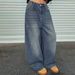 "Distressed Wide-Leg Denim Jeans – Extra Long & Loose Fit (Bluish/Black/Light Gray, XS-XXL)"_mkmklike.com