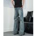 Nordmann American Style Vibe Niche Design Cat Whiskers Slimming Jeans Men High Street Cleanfit Straight Leg Flared Pants_mkmklike.com