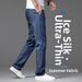 Men's Tencel Business Jeans Regular Straight Leg Loose Fit plus Size Denim Trousers for Autumn_mkmklike.com