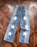 Vintage Distressed Paint Graffiti Star Straight Loose Fit Jeans For Men - Retro Denim Pants With Washed Effect, Comfortable Casual Trousers_mkmklike.com