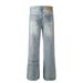 Washed Stitched Micro Flare Jeans For Men Punk Street Style Ins Niche Distressed Loose Wide-Leg Long Pants_mkmklike.com