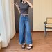 Plus Size Women's Summer New Straight-Leg Jeans Slimming For Chubby Sisters Pear-Shaped Body Loose Fit Petite Wide-Leg_mkmklike.com