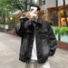 Northfold Ripped Denim Men Vintage European Jacket Yellow Mud American Style Autumn Cool Street Fashion Black_mkmklike.com