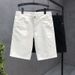 Men's Stretch Denim Shorts In White - Premium Slim Fit Korean Style Summer 5-Inch Inseam Casual Shorts_mkmklike.com