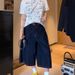 Men’s Clothing Large SizeHigh Street Vibe Style Printed Denim Shorts New Straight Loose Slim Casual Wide Leg Cropped Pants_mkmklike.com