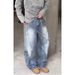 Men's Clothing Oversized Jeans American High Street Style Multi Pocket Trendy Wide Leg Pants Loose Fit Retro Washed For Women_mkmklike.com
