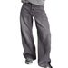 Women's Relaxed Fit Straight Leg Washed Jeans - Classic Light Grey Denim Pants For Casual Comfort (Sizes S-Xxl)_mkmklike.com