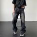 American Retro Washed Old Jeans Summer Loose Fashion Straight Casual Wide-leg Denim Trousers_mkmklike.com