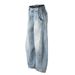American Style Loose Wide-Leg Scimitar Men's Denim Trousers Vibe Trendy Brand Punk Split Patchwork Casual Pants_mkmklike.com