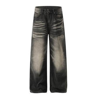 Cleanfit Unisex Vintage Washed Straight Leg Jeans | American High Street Style With Subtle Whiskering_mkmklike.com