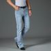 Suitable For All Seasons Men's High Waist Stretch Loose Fit Flared Wide Leg Jeans_mkmklike.com