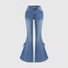 Cross-border European And American Four-season Stretch SMX Lace-up Bow Slim-fit Women's Mid-waist Flared Jeans_mkmklike.com