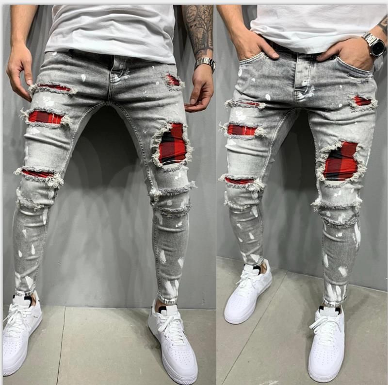 High Quality Men's With Paint Peeling Holes, Fashionable And Trendy New Jeans For Men_mkmklike.com