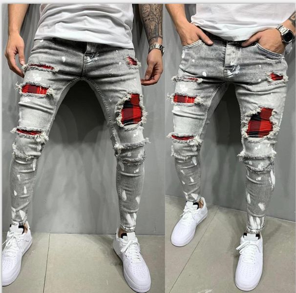 High Quality Men's With Paint Peeling Holes, Fashionable And Trendy New Jeans For Men_mkmklike.com