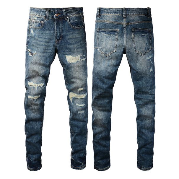 Men's Clothing Foreign Trade Wholesale High Street Men's Ripped Jeans Men's Slim Fit Men's Trousers Retro Men's Stretch Youth Trousers 9309_mkmklike.com