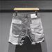 Men's Trendy Stylish Denim Shorts Summer Patchwork Unique Five Point Pants Appliqué Frayed Edges Korean Retro Riding Breeches_mkmklike.com