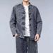 Loom Embroidered Tang Retro Youth European And American Loose Button Denim Jacket Stand Collar Suit Chinese Style Men's_mkmklike.com
