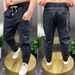 Spring And Summer New Men's Elastic Waist Jeans Versatile Straight Tooling Multi-pocket Casual Long Pants Tethered Harlan Pants_mkmklike.com