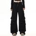 Trendy Brand Workwear Jeans Men Hip Hop High Street Design Sense Tie-up Multi Pocket Loose Wide Leg Straight Long Pants_mkmklike.com