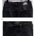 Men's Slim Fit Stretch Denim Shorts Distressed Rhinestone Embellished 4-Inch Inseam Casual Black And Gray Shorts_mkmklike.com