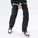 Men's & Women's American Vintage Black Ripped Flared Jeans, High Street Vibe Loose Straight Slim Fit Casual Versatile Denim Pants_mkmklike.com