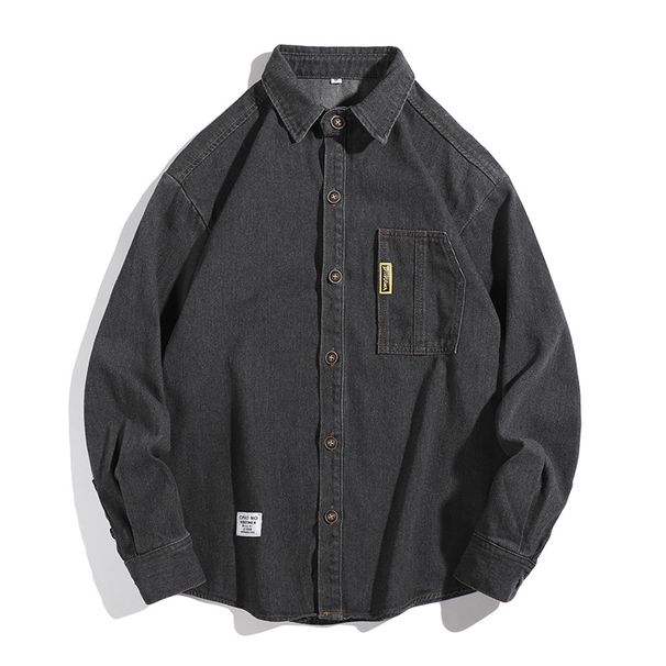 Cowboy Shirt Jacket Men's Spring And Autumn Hooligan Handsome Men's Workwear Shirt Men's Long Sleeved Shirt_mkmklike.com