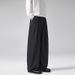 LKTM Old Fashioned Three Pleated Striped Curved Blade Jeans High End Wide Leg Men's Casual Dress Pants For Commuter_mkmklike.com