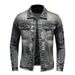 Loom Men's 2023 New European And American Slim Fit Motorcycle Retro Stylish Distressed Denim Jacket_mkmklike.com