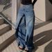 Women's Clothing Retro Deconstruction Style Reversible Jeans Y2k High Street Design Lengthened Casual Wide Leg Pants_mkmklike.com